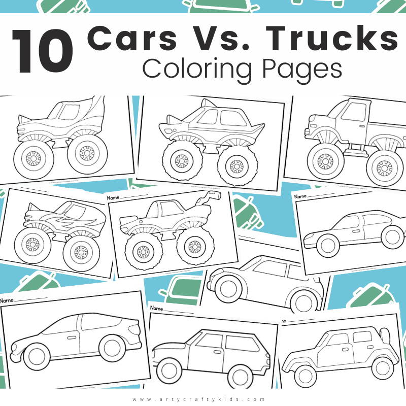 Cars vs monster trucks coloring pages