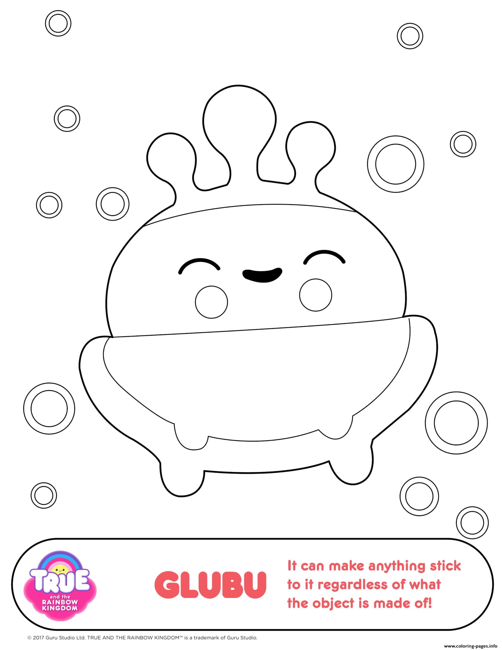 Glubu true and the rainbow kingdom coloring page printable