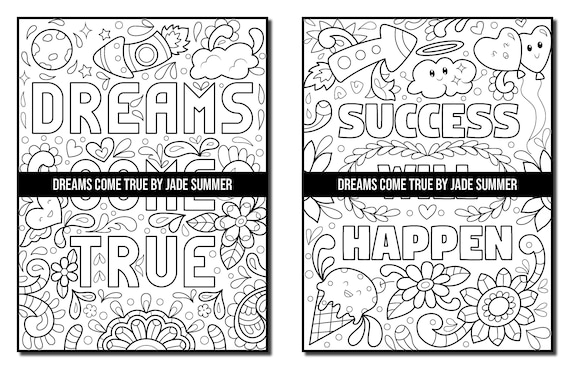 Inspirational coloring pages dreams e true adult coloring book by jade summer digital coloring pages printable pdf download