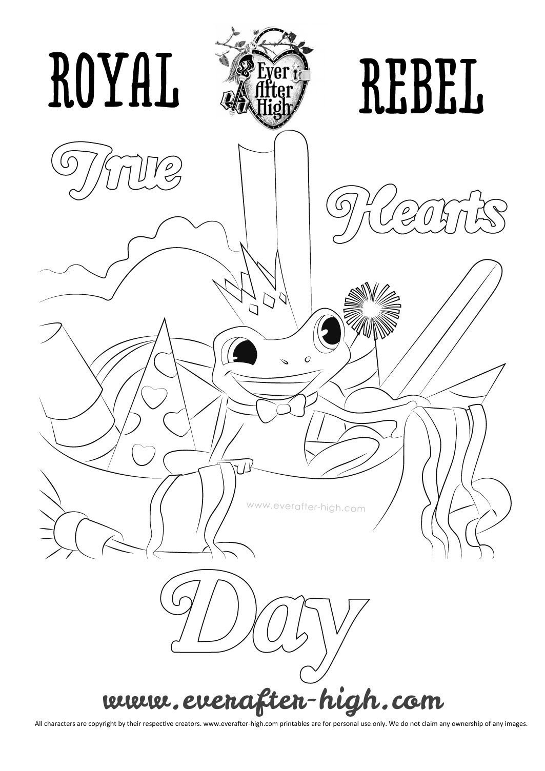 True hearts day coloring page ever after high