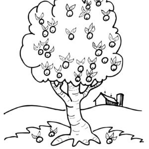 Simple tree coloring page printable for free download