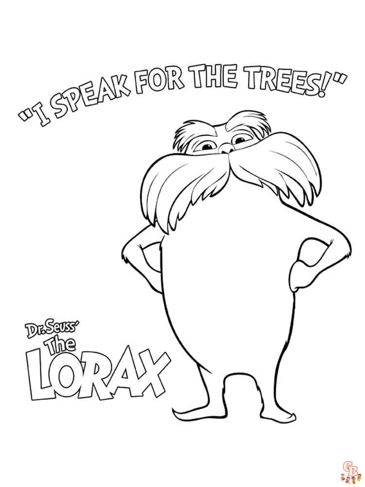Free and easy lorax coloring pages for kids
