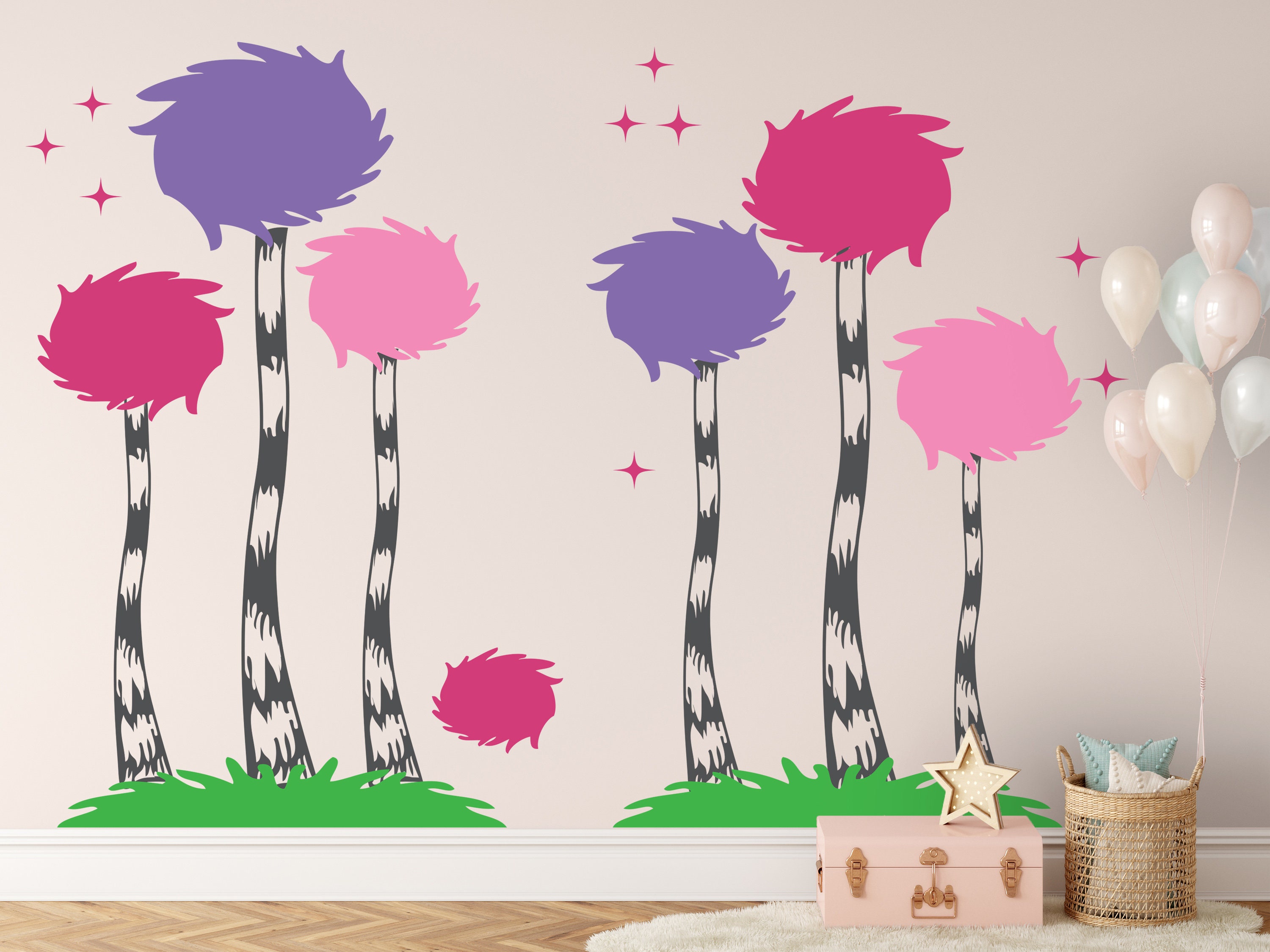 Truffula trees wall decal story book vinyl wall decal nursery wall decal kids room cotton ball trees