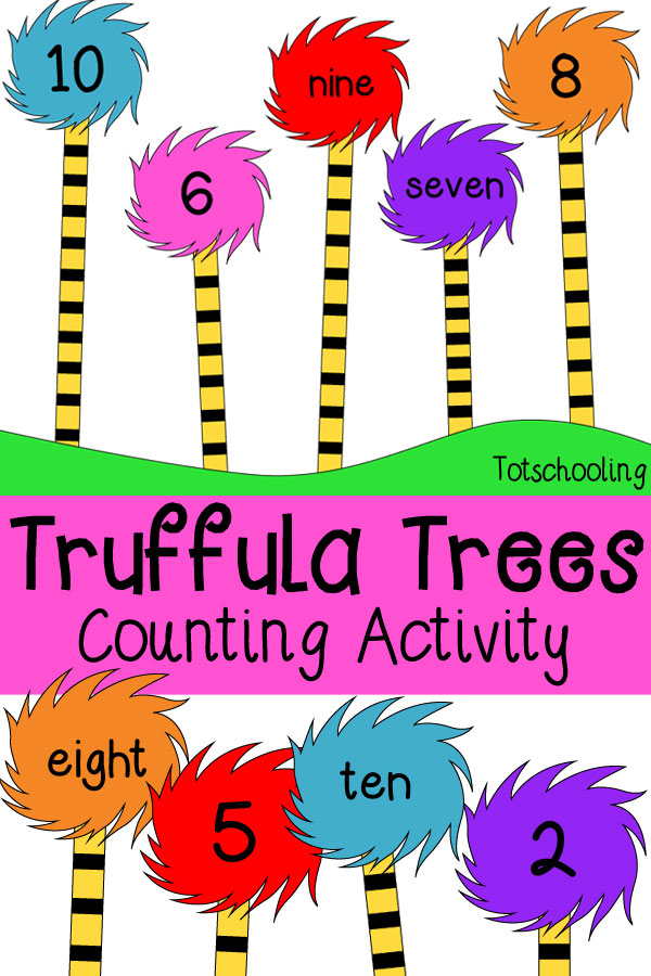 Dr seuss truffula trees counting activity