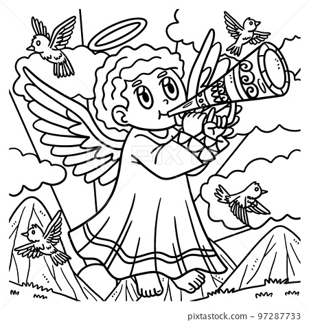 Christian angel blowing the trumpet coloring page