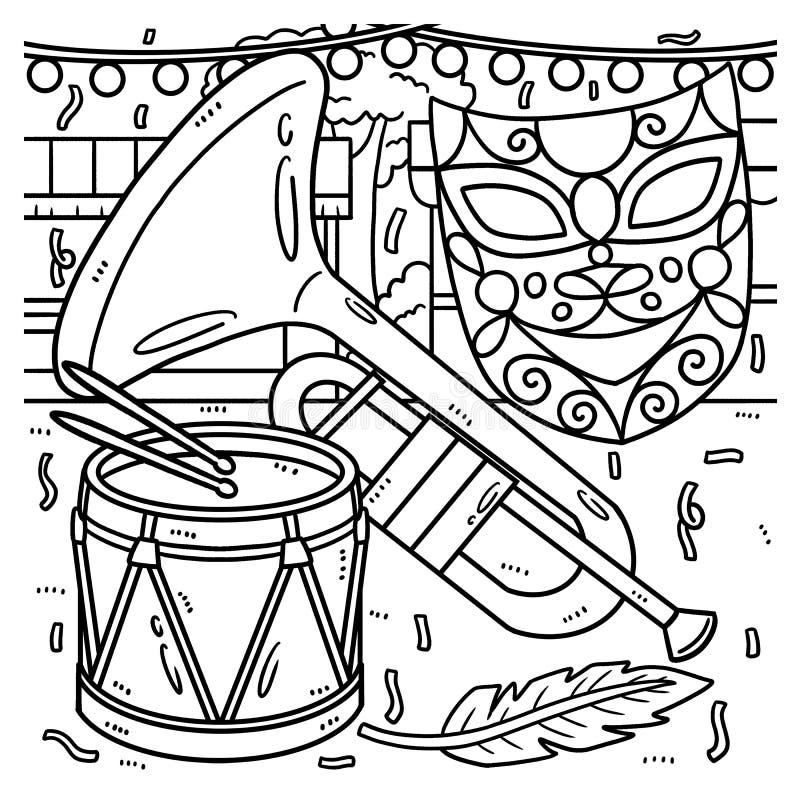 Trumpet coloring page stock illustrations â trumpet coloring page stock illustrations vectors clipart