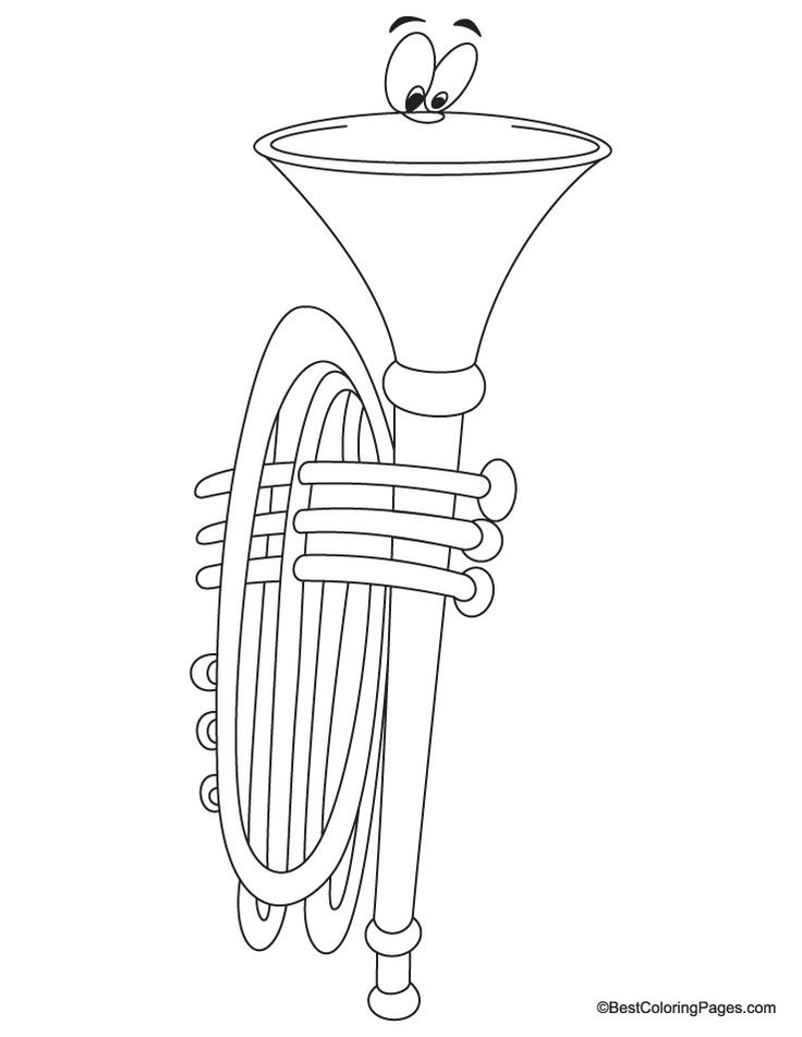 Trumpet coloring page download free trumpet coloring page for kids coloring pages music for kids music drawings