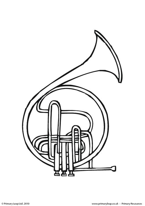 Music french horn louring page worksheet