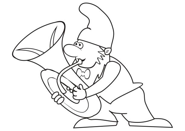 Coloring book for children musical instruments trumpet stock illustrations royalty