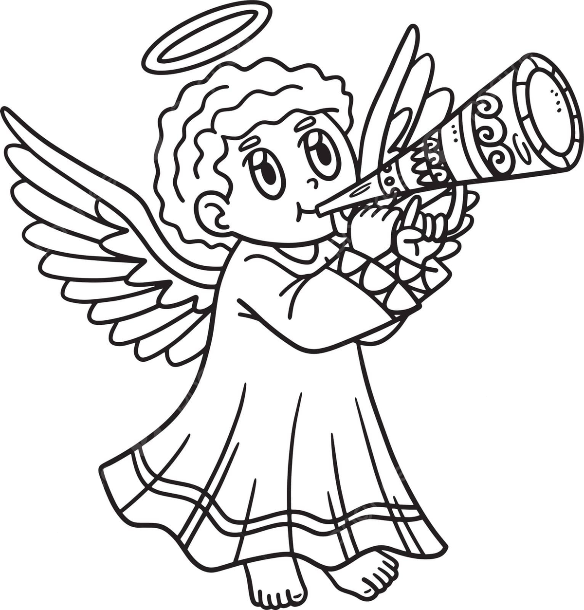 Christian angel blowing trumpet isolated coloring bible jesus coloring page vector bible jesus coloring page png and vector with transparent background for free download