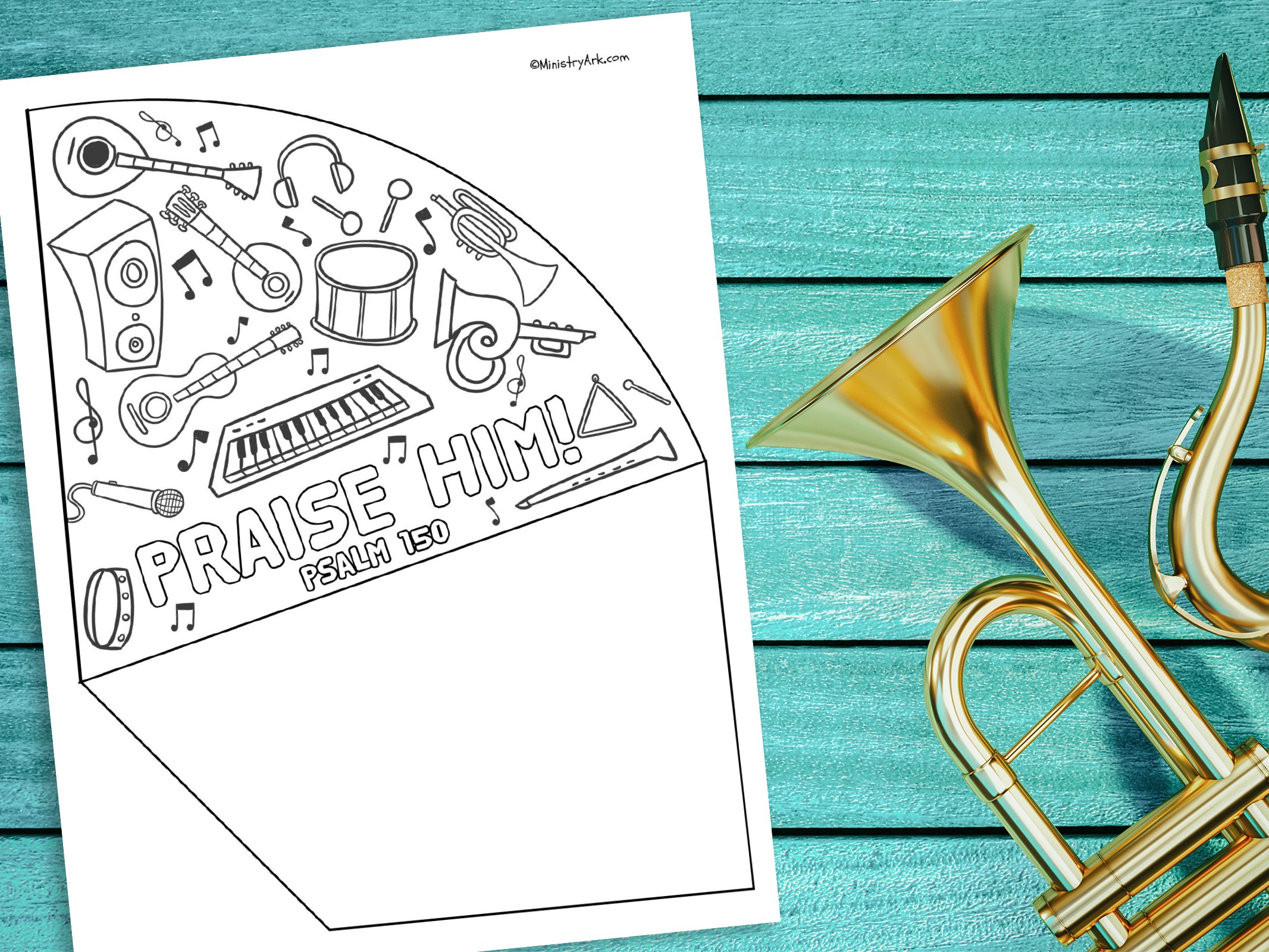 Praise him printable trumpet craft â