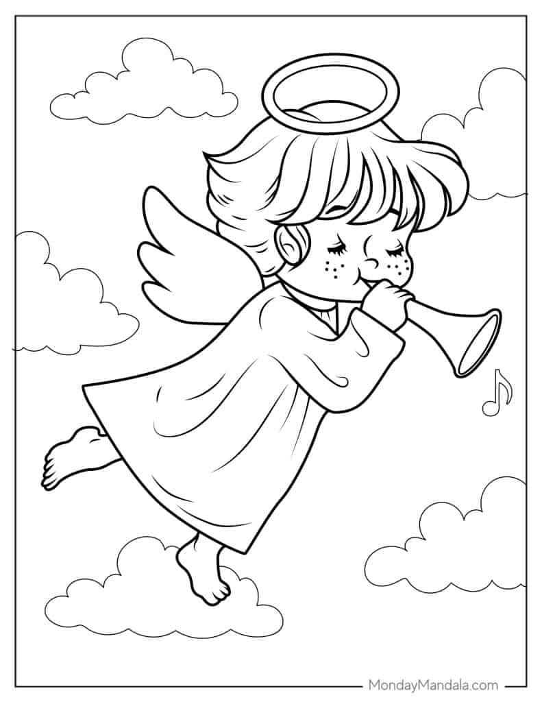 Angel coloring pages free pdf printables