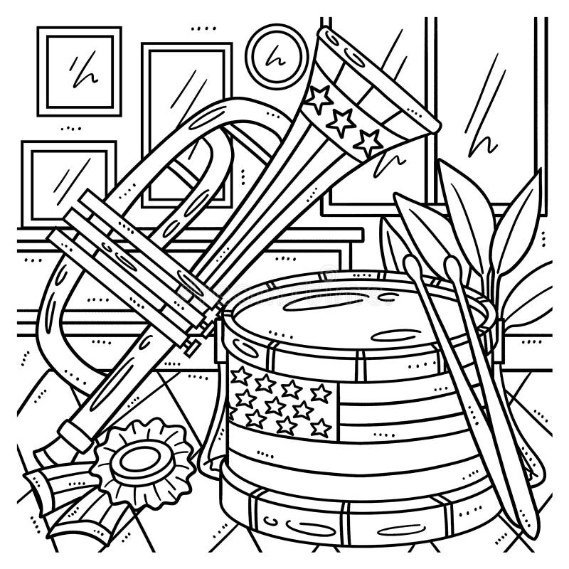 Trumpet coloring page stock illustrations â trumpet coloring page stock illustrations vectors clipart