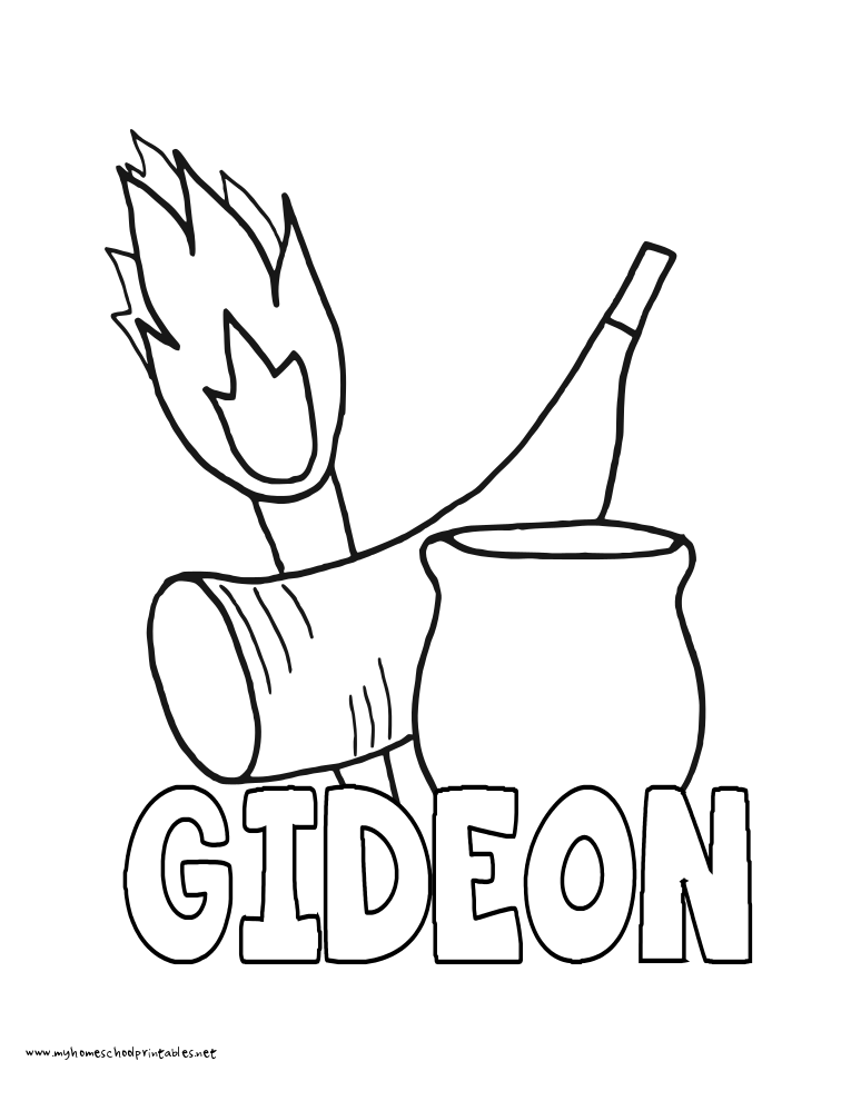 Gideon trumpet colouring page