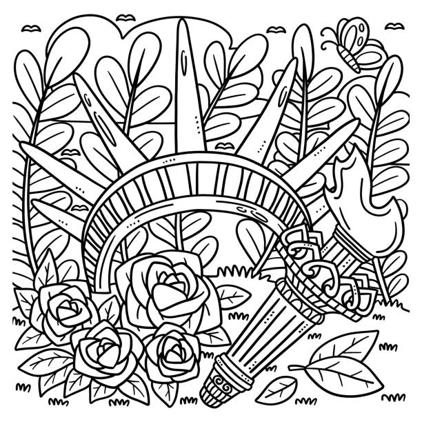 July coloring page stock photos pictures royalty