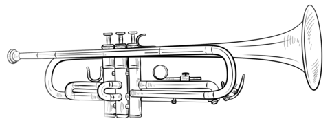 Realistic trumpet coloring page free printable coloring pages