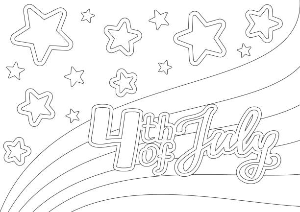 July coloring page stock photos pictures royalty