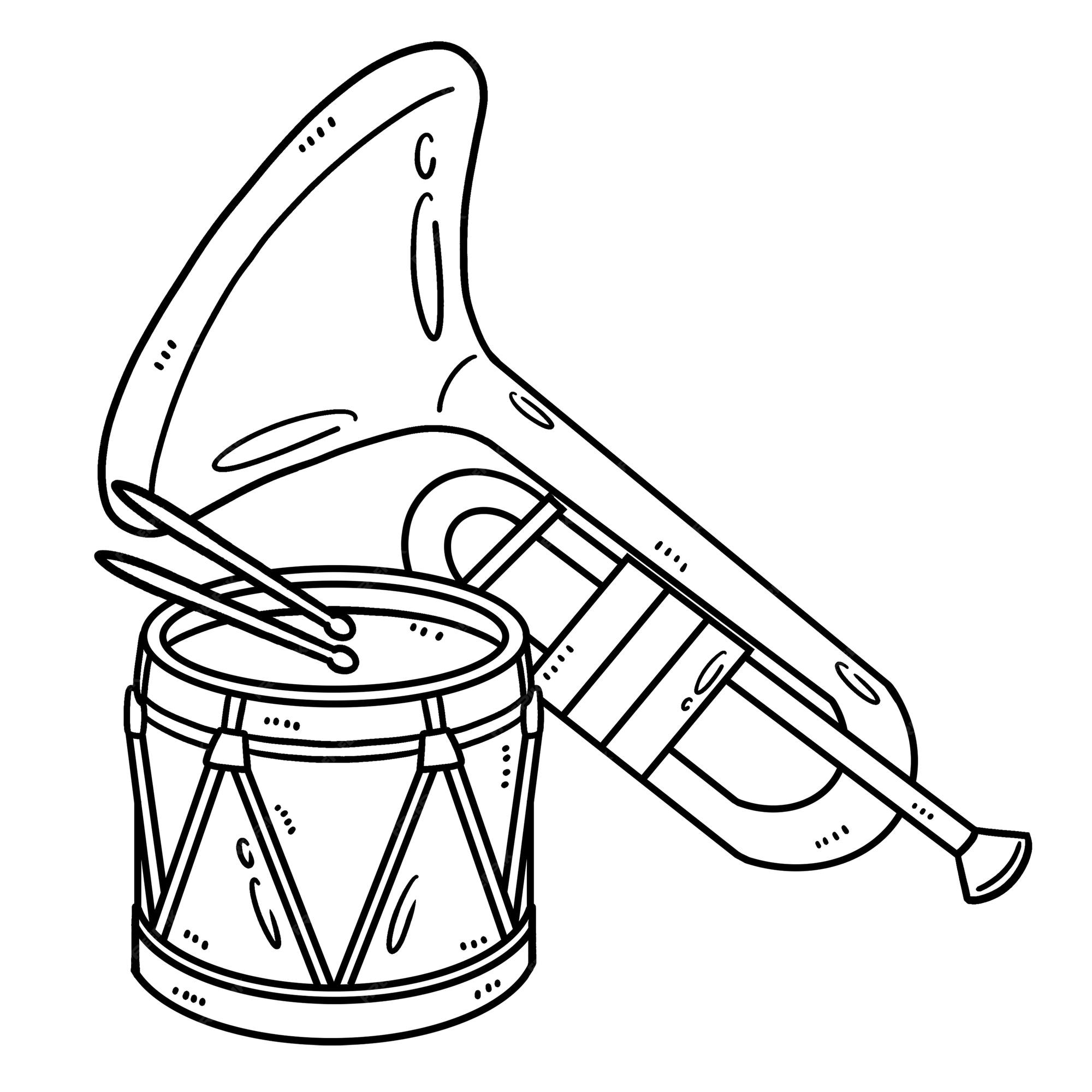 Premium vector mardi gras trumpet and drum isolated coloring