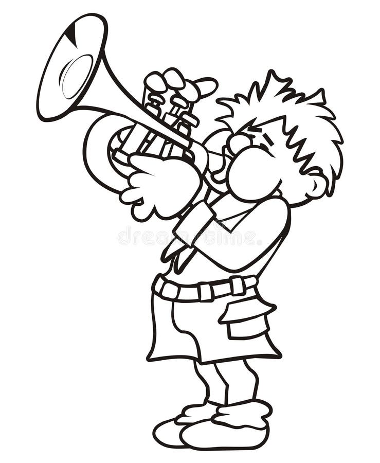 Trumpet coloring stock illustrations â trumpet coloring stock illustrations vectors clipart