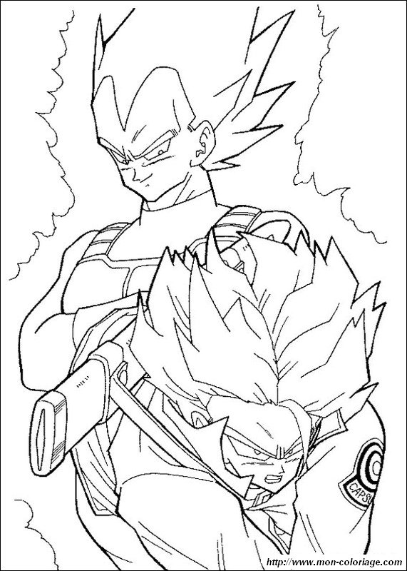 Coloring dragon ball z page vegeta and trunks super saiyan to print out or color online