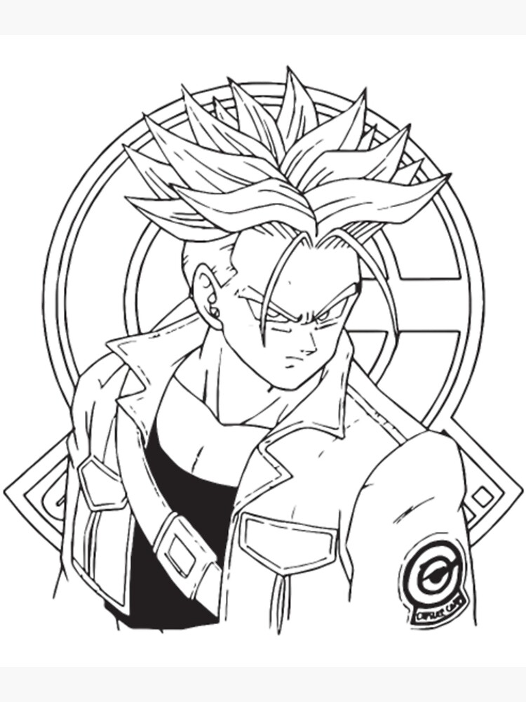 Dragon ball z future trunks line art adult vegeta poster for sale by dragonballz