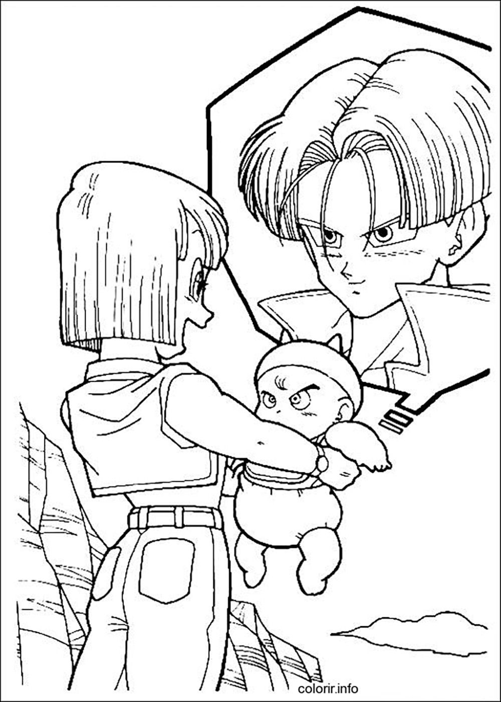 Dragon ball z coloring page to print and color trunks and bulma dragon coloring page super coloring pages dragon ball wallpapers