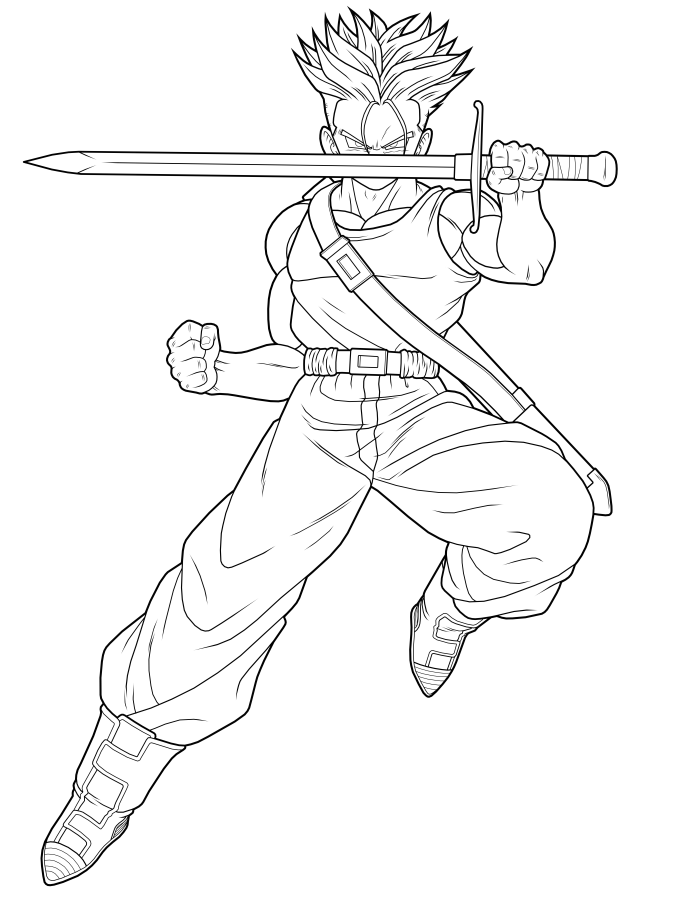 Dragon ball z trunks para colorear