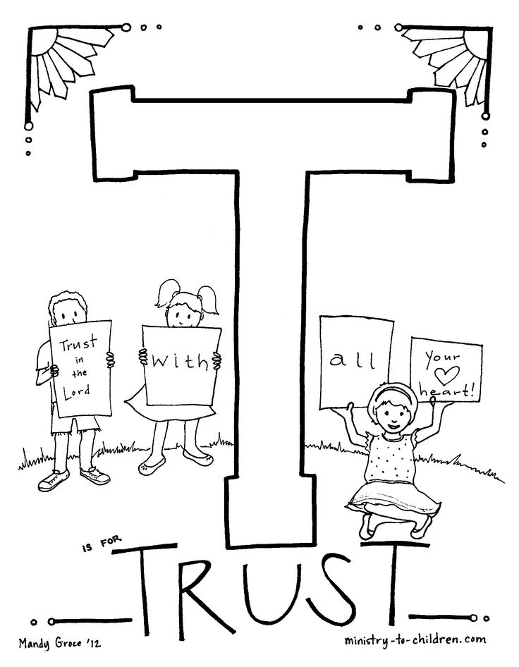 T is for trust coloring page bible coloring pages alphabet coloring pages alphabet coloring