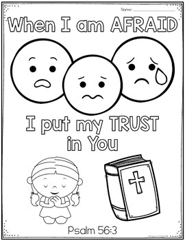 Free when im afraid bible coloring page tpt