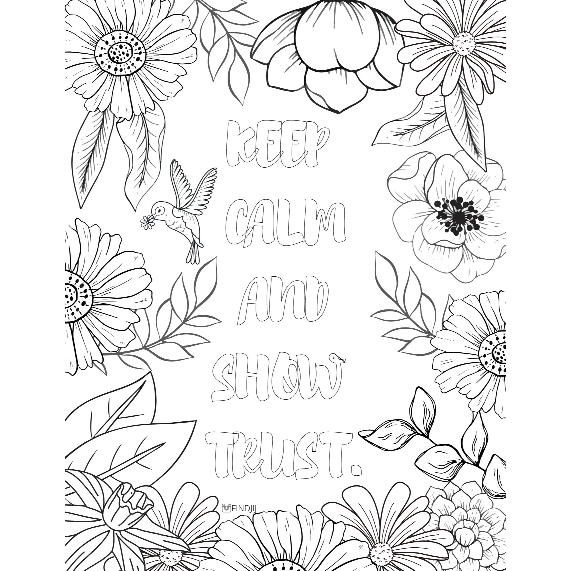 Printable keep calm and show trust coloring page for all ages jehovah witness year text printable coloring sheet jw text instant download