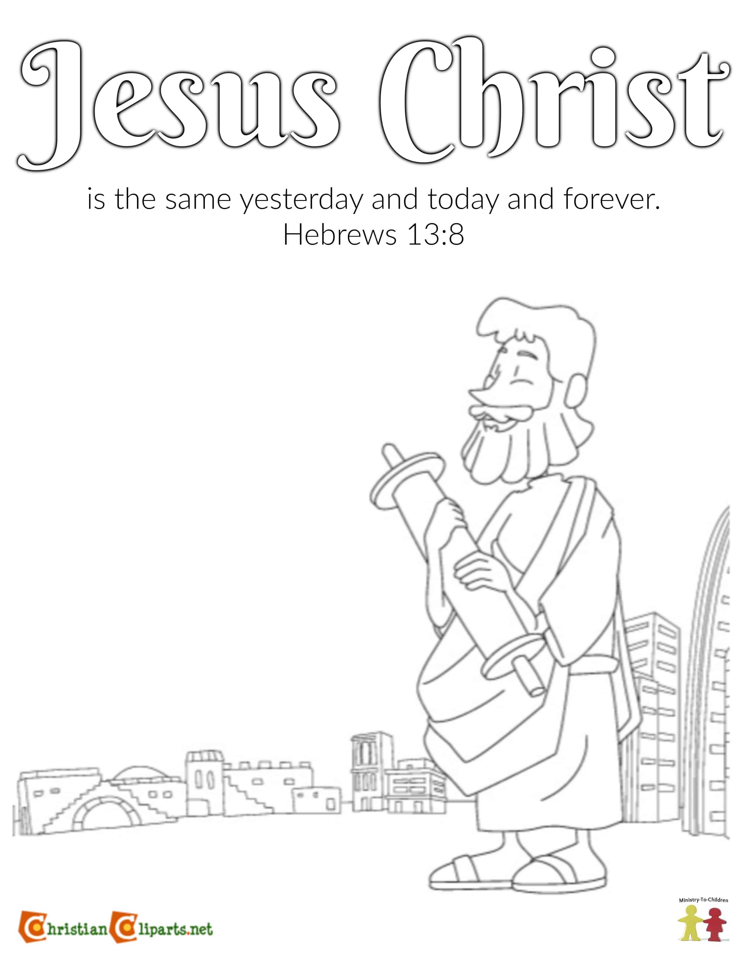 Coloring page hebrews jesus never changes