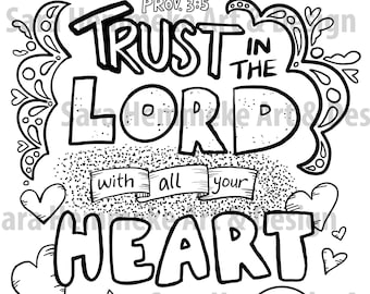 Trust in the lord proverbs bible memory verse coloring page download pdf