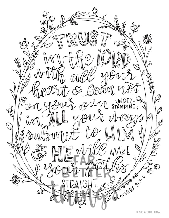 Bible verse coloring page trust in the lord proverbs