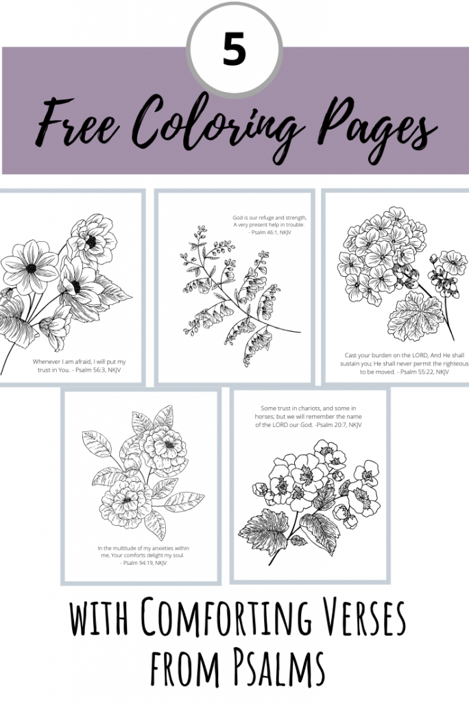 Free floral coloring pages with forting verses