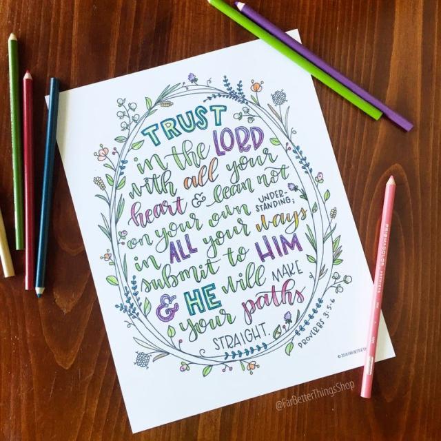 Bible verse coloring pages and books for relaxing and reflecting