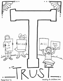 T is for trust bible alphabet coloring page