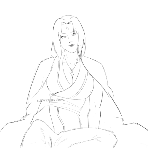 Sleepy creepy hands â i couldnt help but draw tsunade for narutaugust