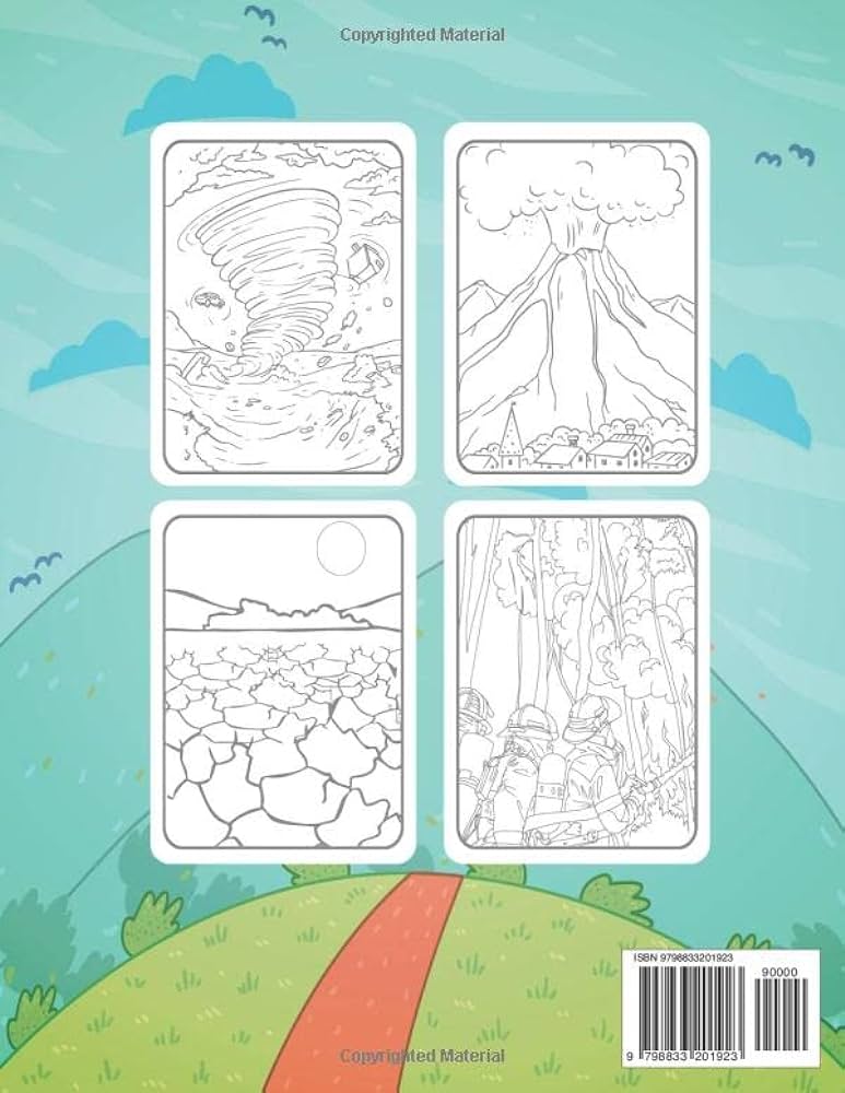 Natural disasters coloring book unique coloring pages about massive environmental cataclysms for kids adults volcano tornado tsunami storm coloring book about ecology by dine arya