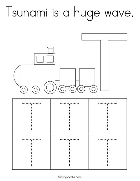 Tsunami is a huge wave coloring page