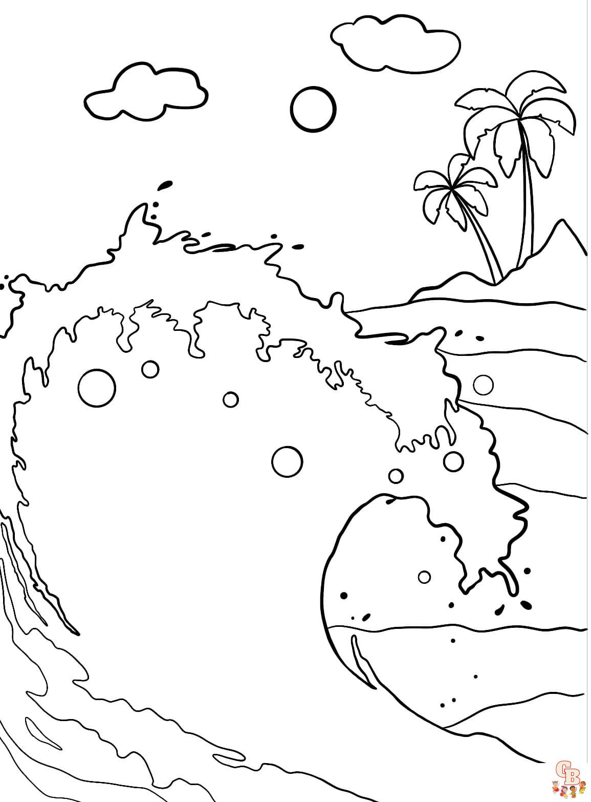 Printable wave coloring pages free for kids and adults