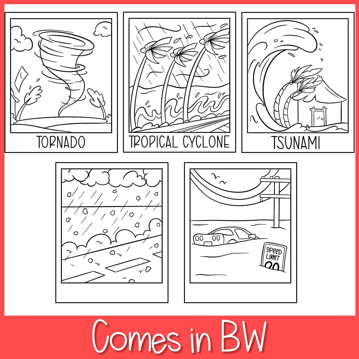 Natural disasters clip art weather wildfire landslide tsunami tornado coloring pages