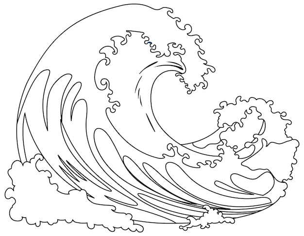 Tsunami wave line drawing images