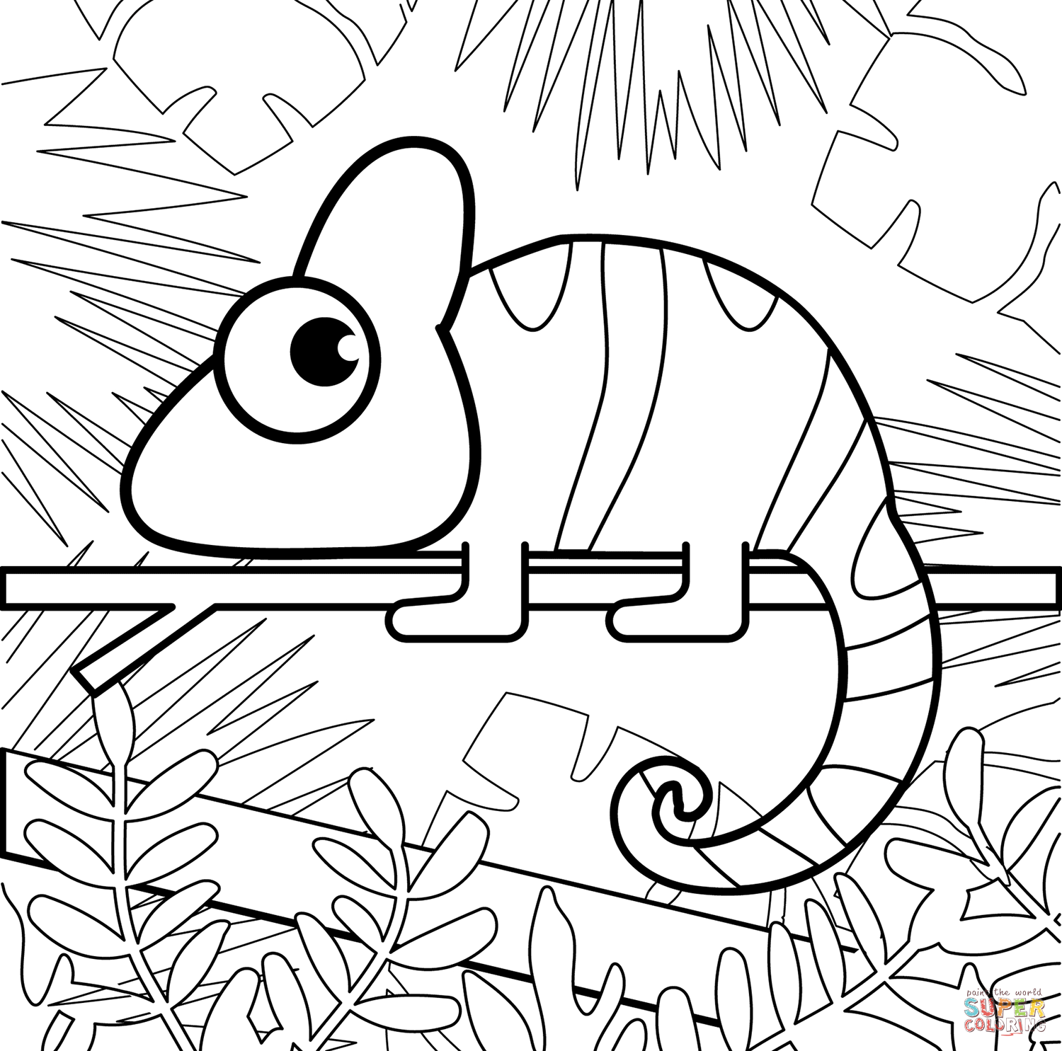Chameleon coloring page free printable coloring pages