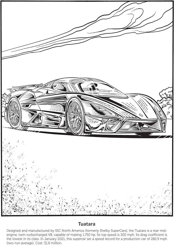 Supercars coloring book dover planes trains automobiles coloring petruccio steven james books