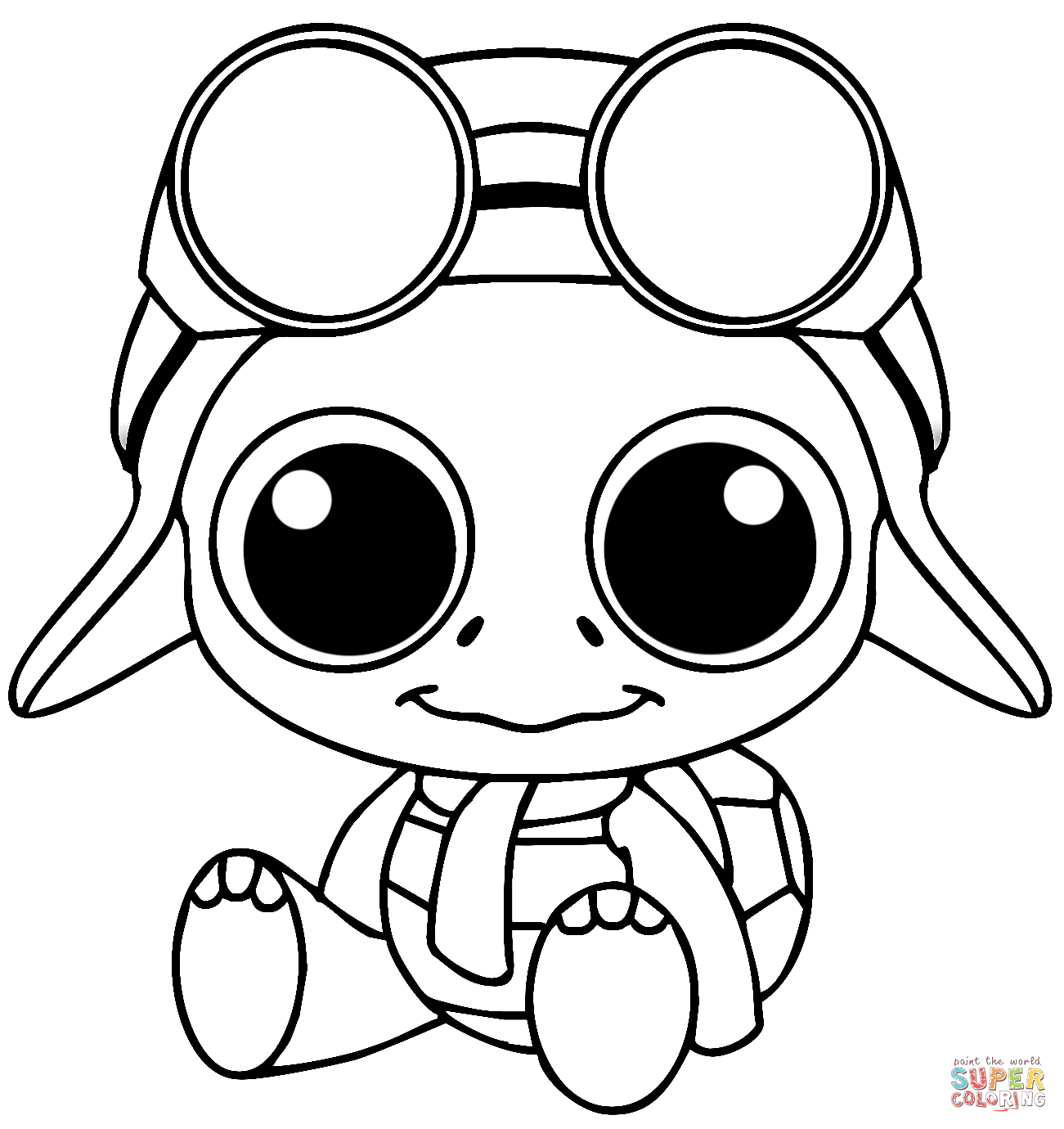 Cute turtle pilot coloring page free printable coloring pages