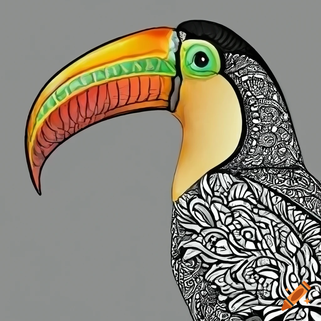 Coloring pages for adult mandala bird image toucans white background on