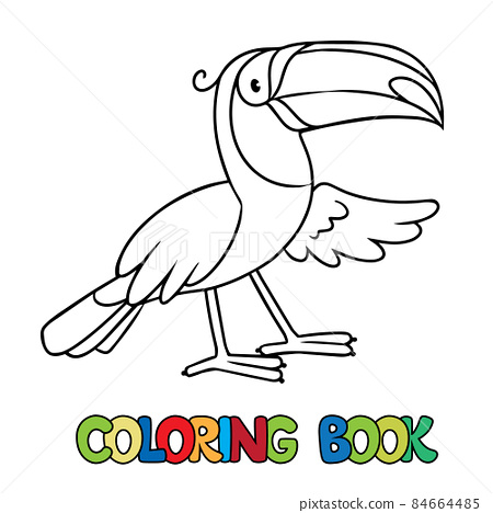 Funny toucan coloring book or coloring picture