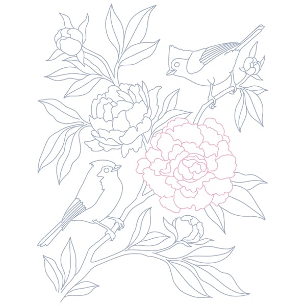 Peony and tufted titmouse svg dxf cutting machine laser cutting designs craft genesis