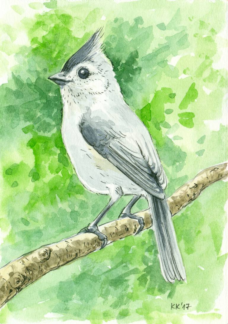 Titmouse painting by katerina kirilova saatchi art