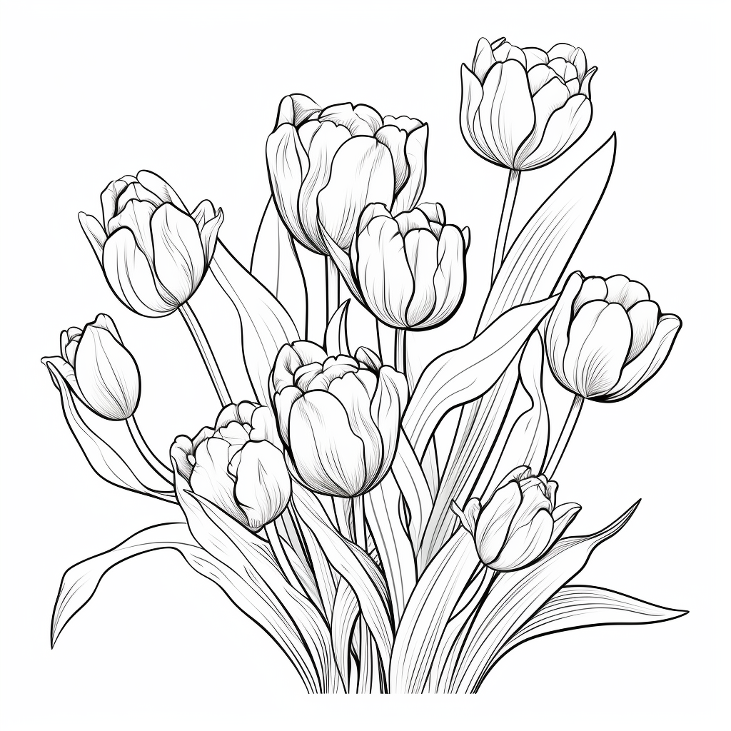 Tulips coloring pages